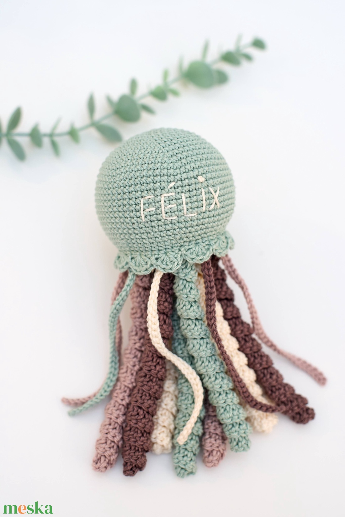 Horgolt NAGY rezeda polip  - baba - mama - babalátogató ajándékcsomag - Meska.hu