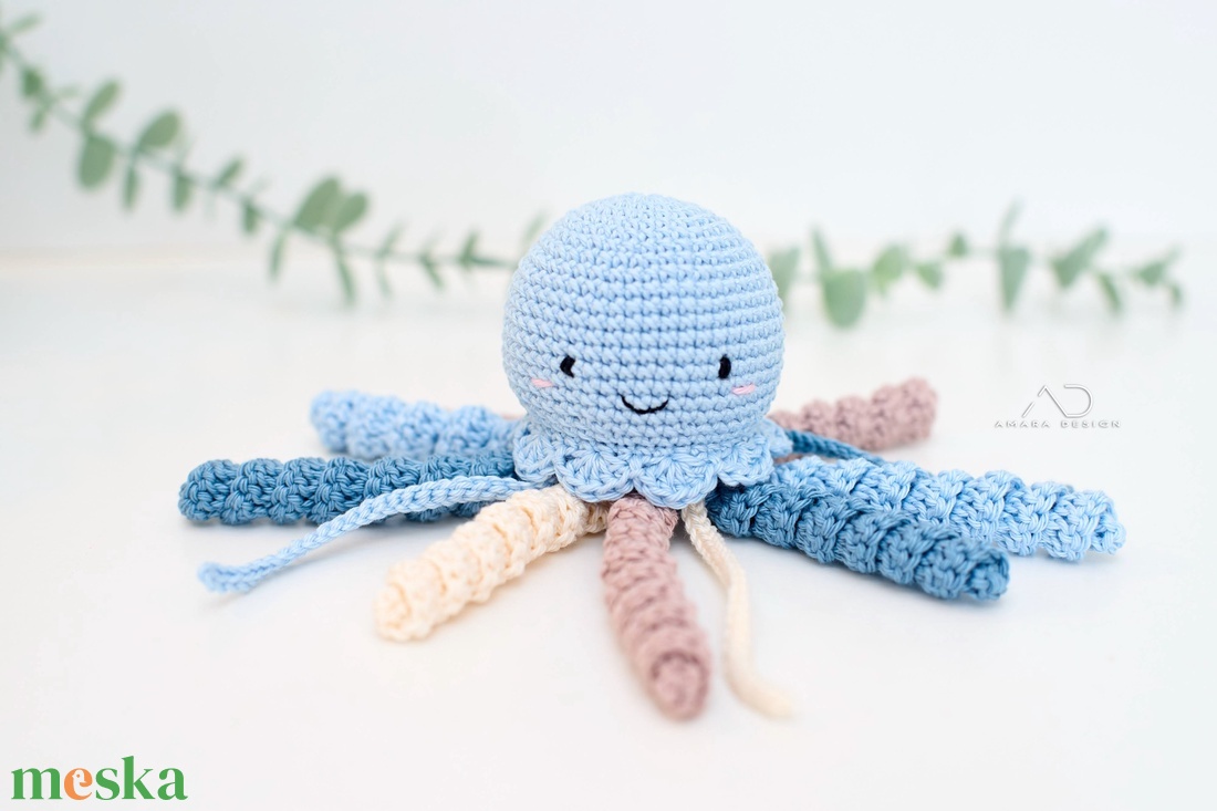 Horgolt KIS kék polip - játék & sport - plüssállat & játékfigura - polip, medúza - Meska.hu