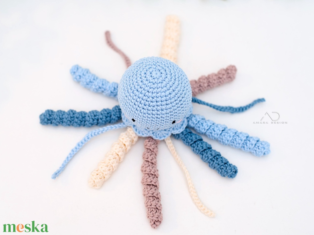 Horgolt KIS kék polip - játék & sport - plüssállat & játékfigura - polip, medúza - Meska.hu