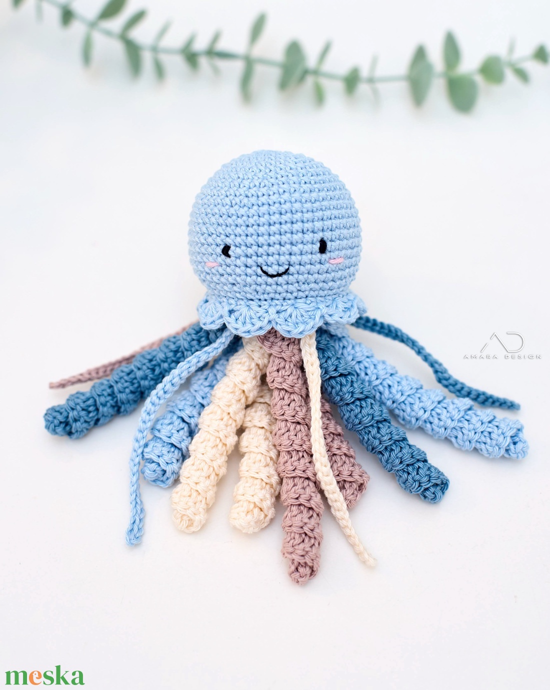 Horgolt KIS kék polip - játék & sport - plüssállat & játékfigura - polip, medúza - Meska.hu