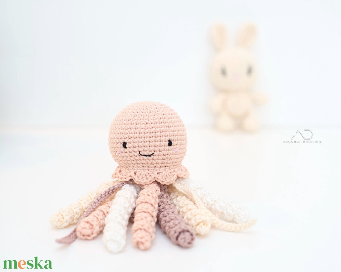 Babaváró ajándékcsomag � horgolt nyuszi marokfigura és megnyugtató kis polip - baba - mama - babalátogató ajándékcsomag - Meska.hu