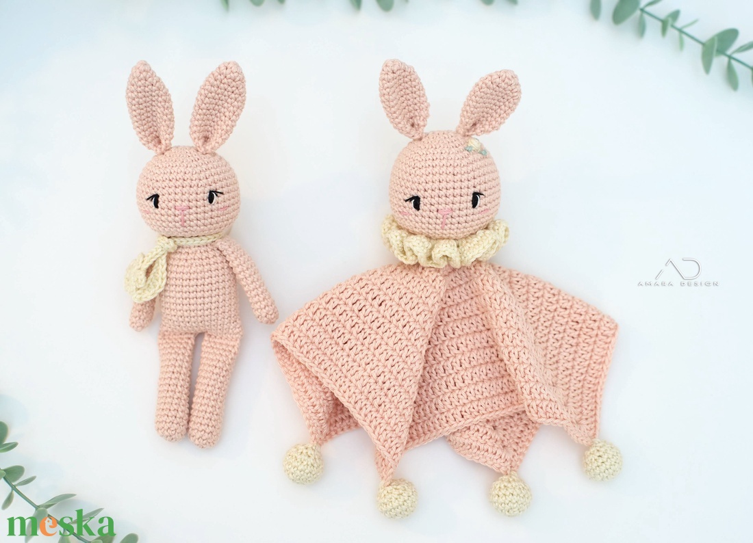Nyuszis babaváró, babaköszöntő szett � horgolt nyuszi és szundikendő - baba - mama - babalátogató ajándékcsomag - Meska.hu