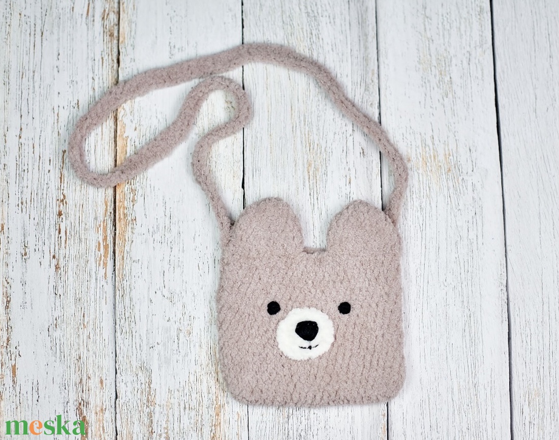 Oldaltáska gyerekeknek, horgolt macis crossbody - táska & tok - kézitáska & válltáska - válltáska - Meska.hu
