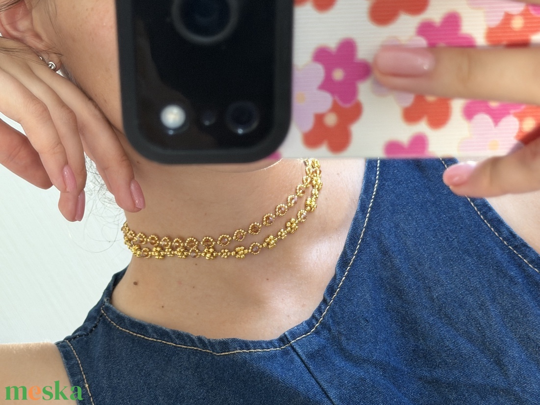 Arany ragyogás � Kézzel készített gyöngy choker nyaklánc szett - ékszer - nyaklánc - gyöngyös nyaklánc - Meska.hu