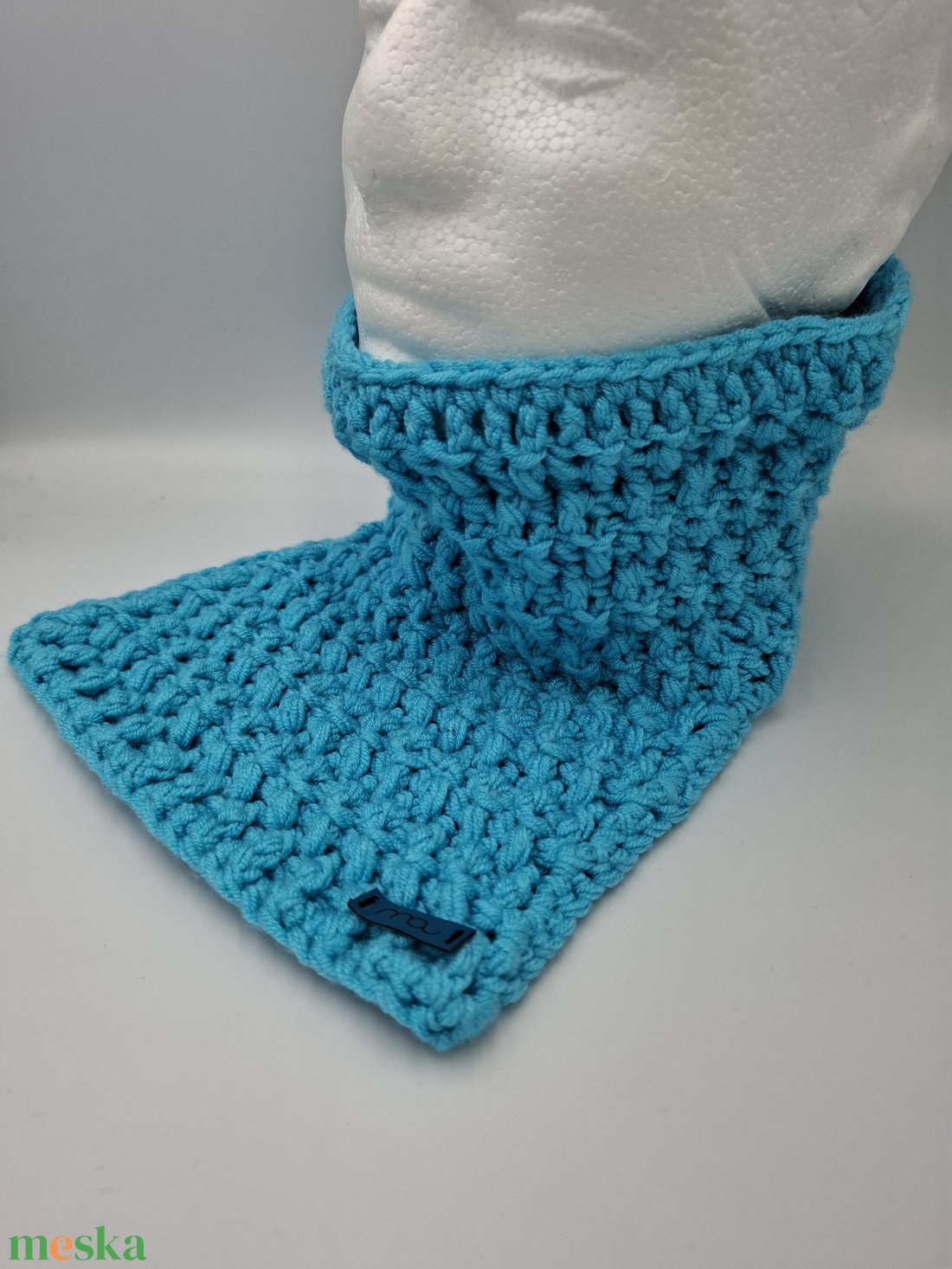 Türkiz mellkast is melegítő csősál  - ruha & divat - sál, sapka, kendő - sál - Meska.hu