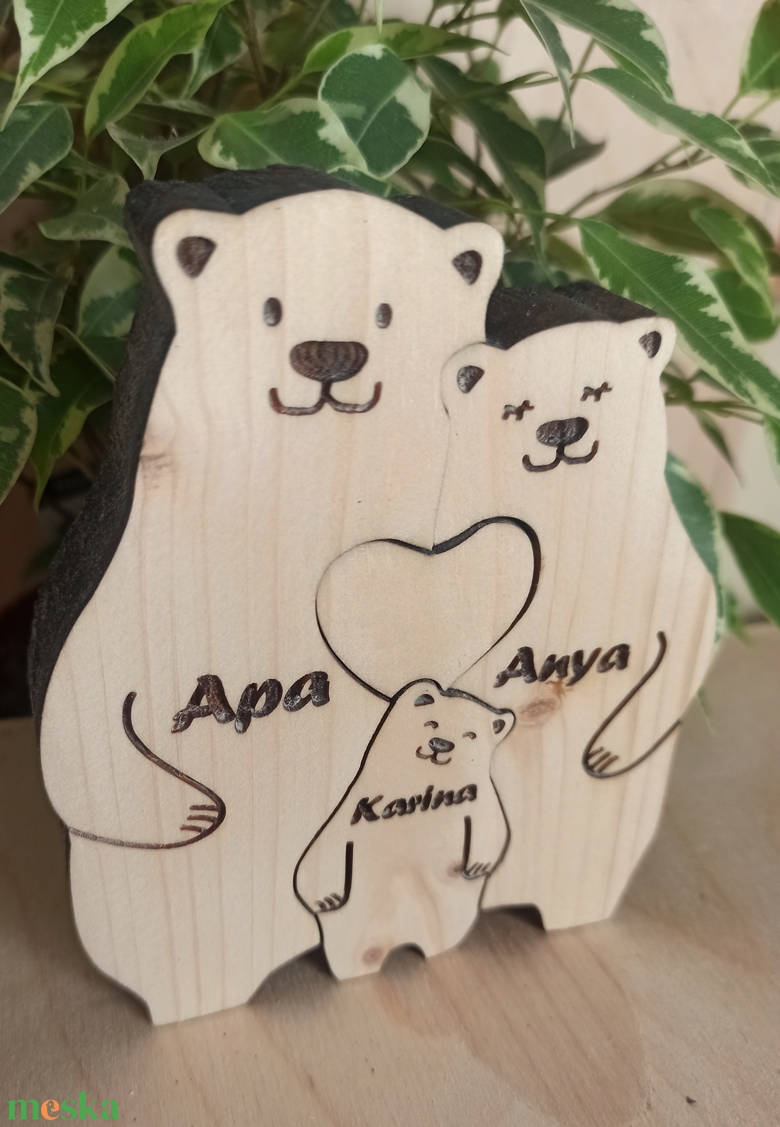 Családi fa puzzle macik 2. - művészet - szobor - fa - Meska.hu