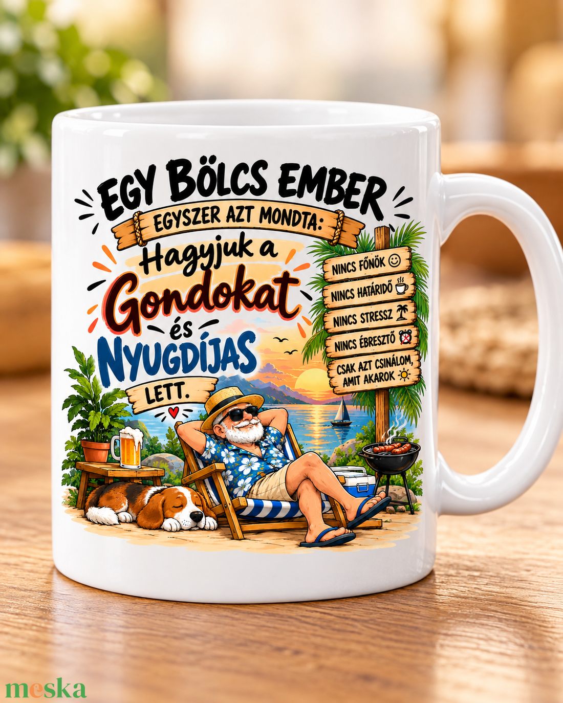 Vicces nyugdíjas bögre � Hagyjuk a gondokat ajándék nyugdíjba vonulásra - otthon & életmód - konyhafelszerelés, tálalás - tálalás - bögre & csésze - Meska.hu