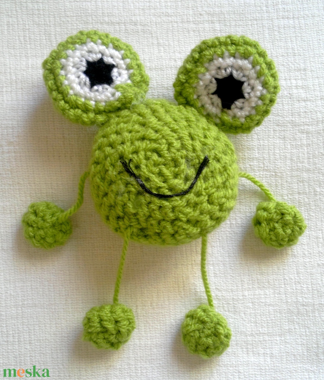 vidám horgolt béka - játék & sport - plüssállat & játékfigura - béka - Meska.hu