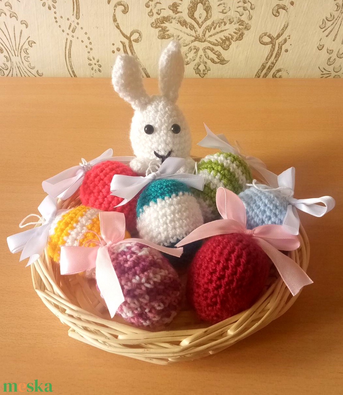 masnis horgolt színes húsvéti tojások akasztóval - otthon & lakás - dekoráció - fali és függő dekoráció - függődísz - Meska.hu
