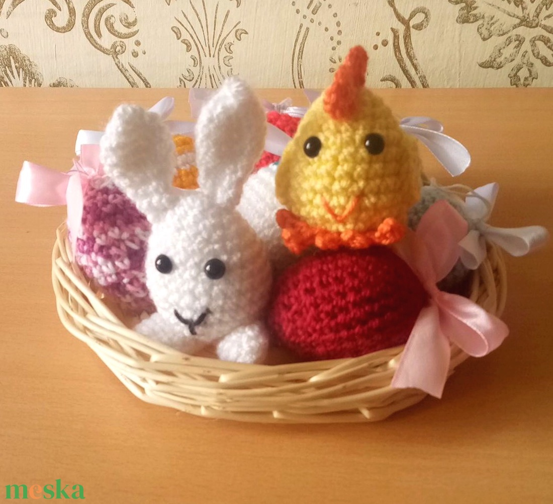aranyos horgolt tojásnyuszi és tojáscsibe húsvétra - otthon & életmód - dekoráció - asztal és polc dekoráció - asztaldísz - Meska.hu