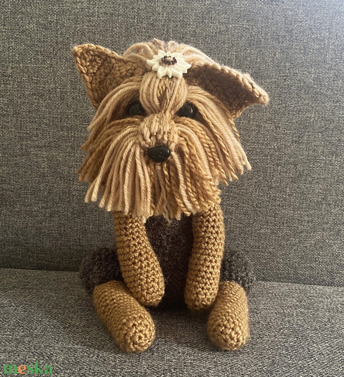 Amigurumi horgolt Yorkshire kutya 23cm - játék & sport - plüssállat & játékfigura - kutya - Meska.hu
