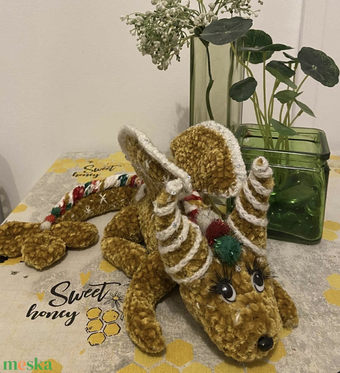 Karácsonyi sárkány mézi amigurumi figura - játék & sport - plüssállat & játékfigura - plüss sárkány - Meska.hu