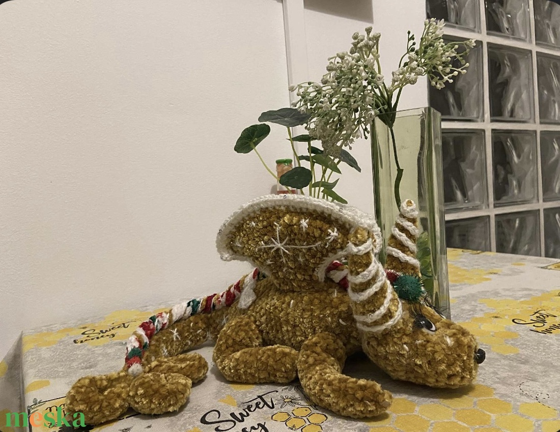 Karácsonyi sárkány mézi amigurumi figura - játék & sport - plüssállat & játékfigura - plüss sárkány - Meska.hu