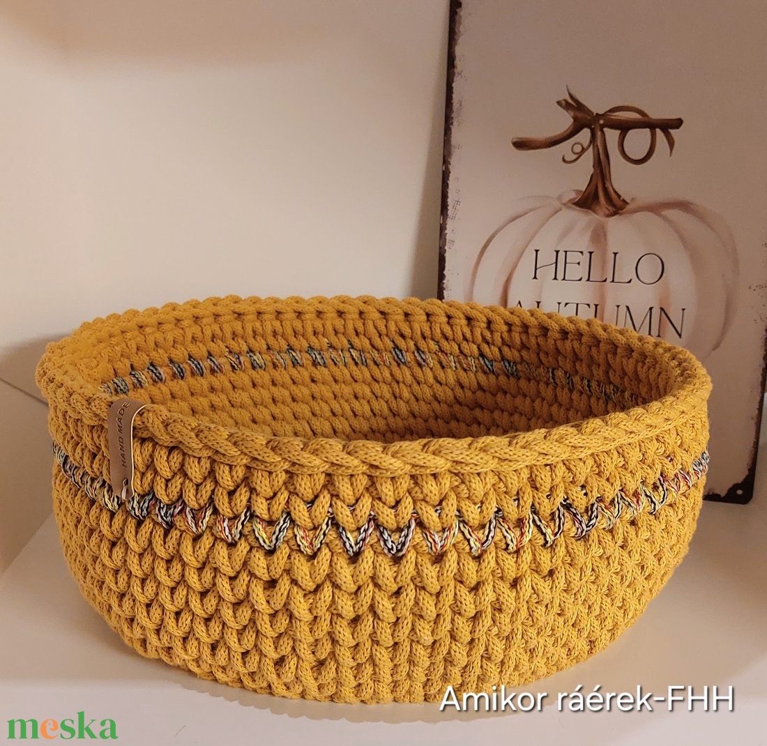 Horgolt kosár - esküvő - dekoráció - asztaldísz - Meska.hu