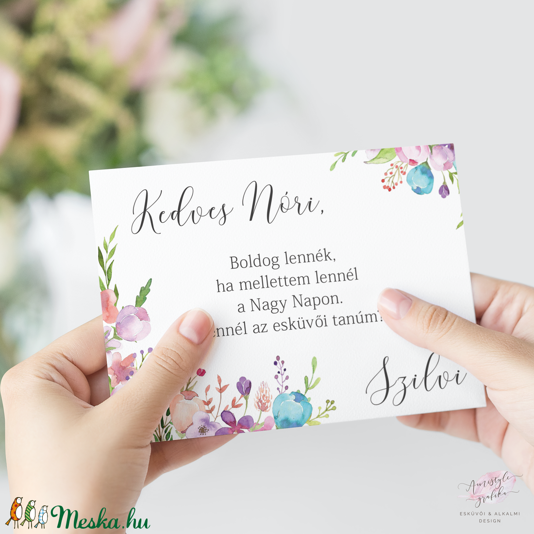 Tanú Felkérő Kártya, Kézzel Festett Grafika, Felkérő Lap, Esküvői Képeslap, Vintage Esküvő, Menu Lap, Akvarell  -  - Meska.hu