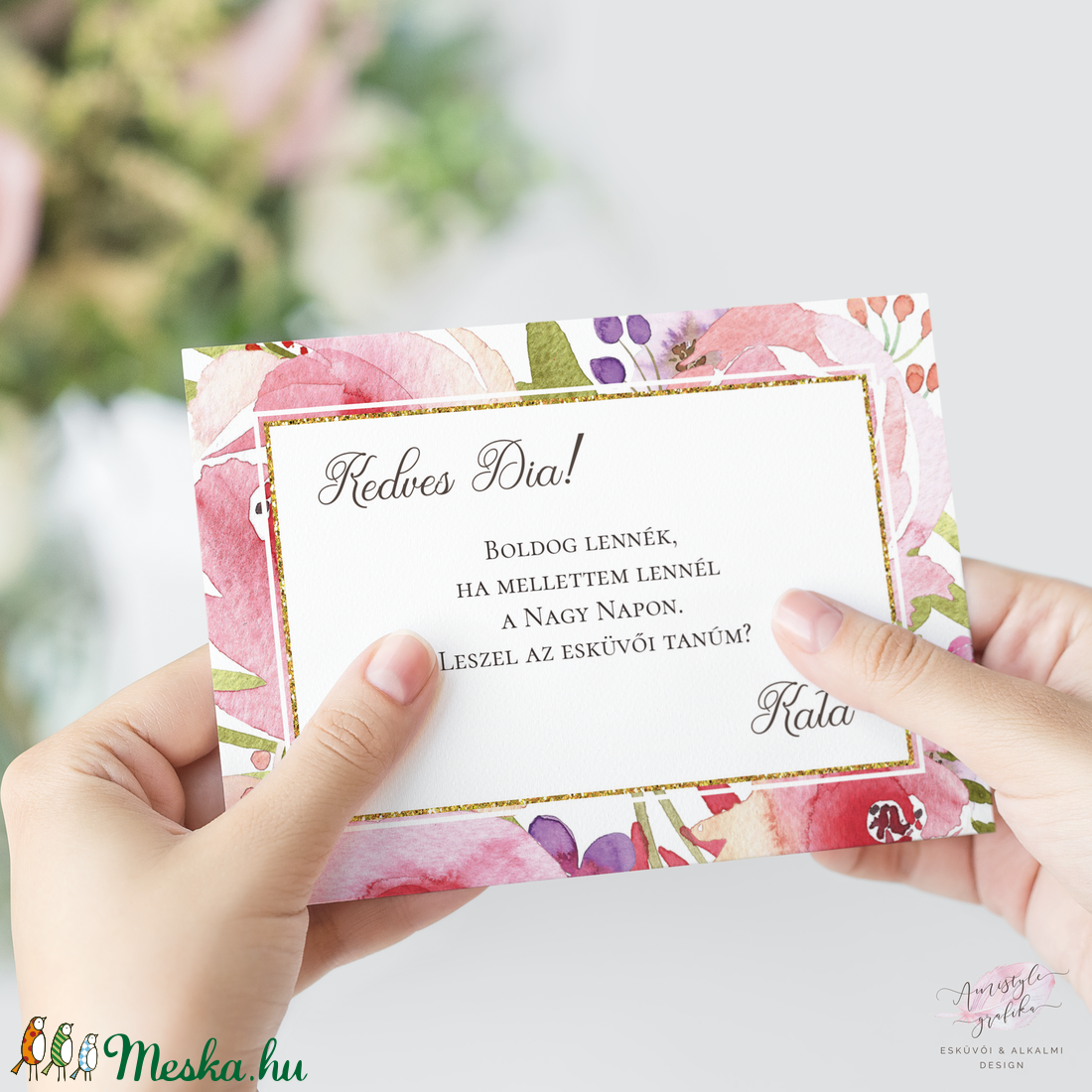 Tanú Felkérő Lap, Festett Virágos Esküvői Lap, Felkérő Lap, Esküvői Képeslap, Vintage Esküvő, Esküvői Lap -  - Meska.hu
