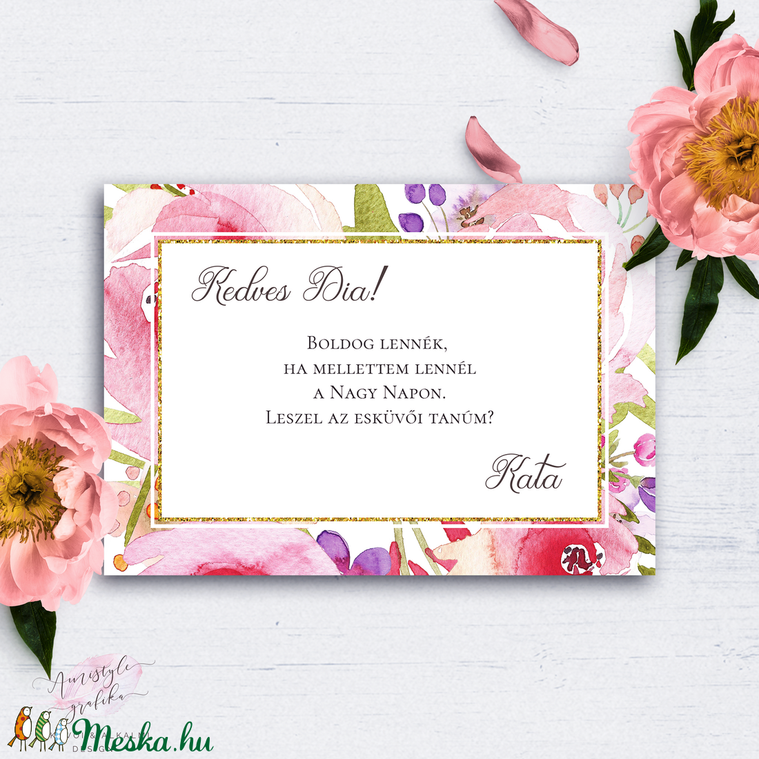 Tanú Felkérő Lap, Festett Virágos Esküvői Lap, Felkérő Lap, Esküvői Képeslap, Vintage Esküvő, Esküvői Lap -  - Meska.hu