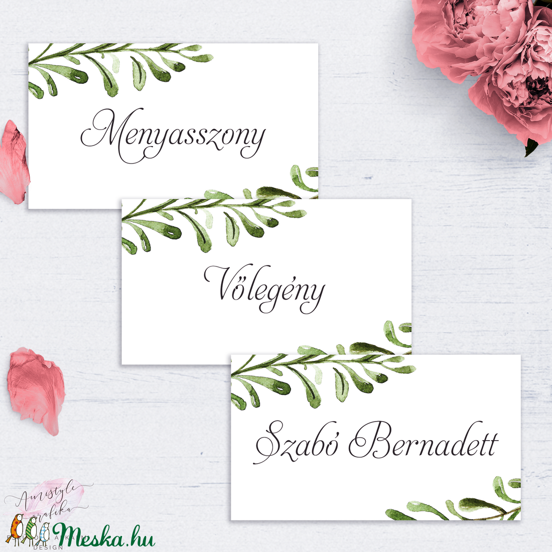 Esküvői Ültetőkártya, Greenery Esküvői Névtábla Kézzel Festett Grafikával, Esküvői Névkártya, Esküvői Ültető, Natúr -  - Meska.hu