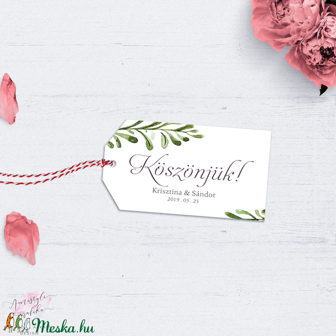 Esküvői Köszönőkártya, Greenery Köszönetkártya, Natúr Kísérőkártya, Ajándékkártya, Rusztikus Ajándékkísérő, Köszönöm -  - Meska.hu