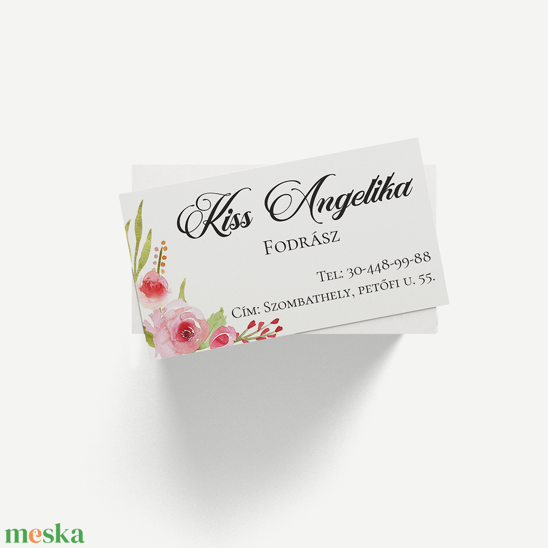 Roses névjegykártya  elegáns egyoldalas, akvarell rózsás design - otthon & életmód - papír, írószer - névjegykártya - Meska.hu