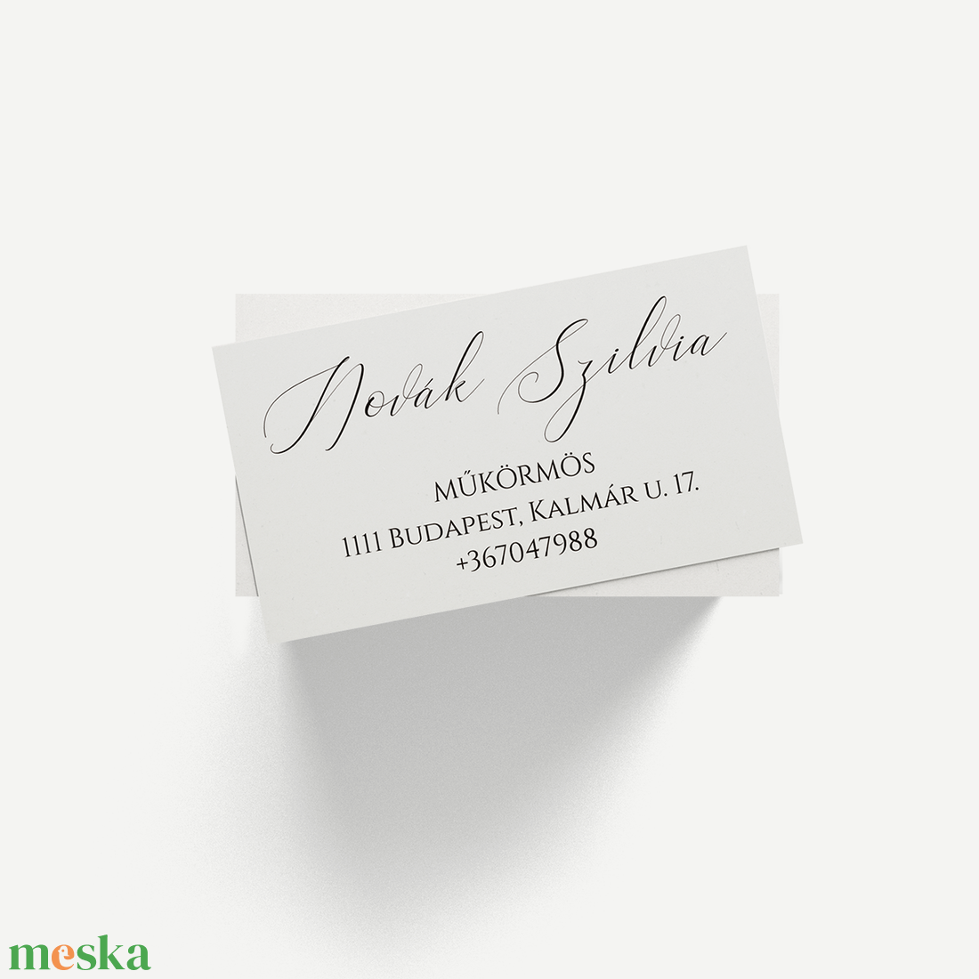 Pure White névjegykártya  kétoldalas minimalista design, elegáns kalligrafikus stílusban - otthon & életmód - papír, írószer - névjegykártya - Meska.hu