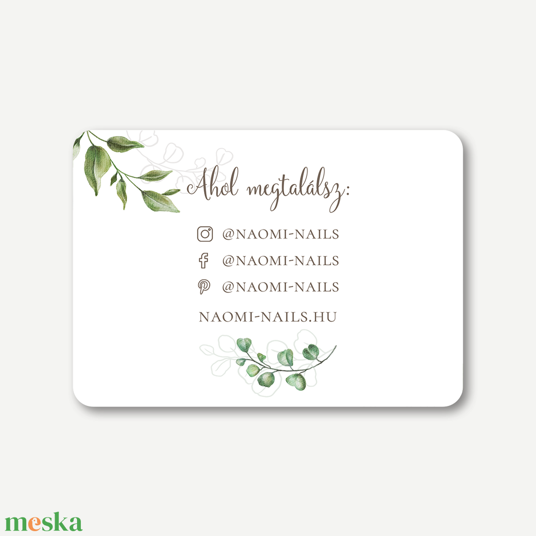Ajándékutalvány, kétoldalas, A6 - Boho Greenery - természetközeli design, szalonokba, stúdiókba, üzletbe, rendelőbe - otthon & életmód - papír, írószer - ajándékozás kellékei - képeslap, üdvözlőlap - Meska.hu