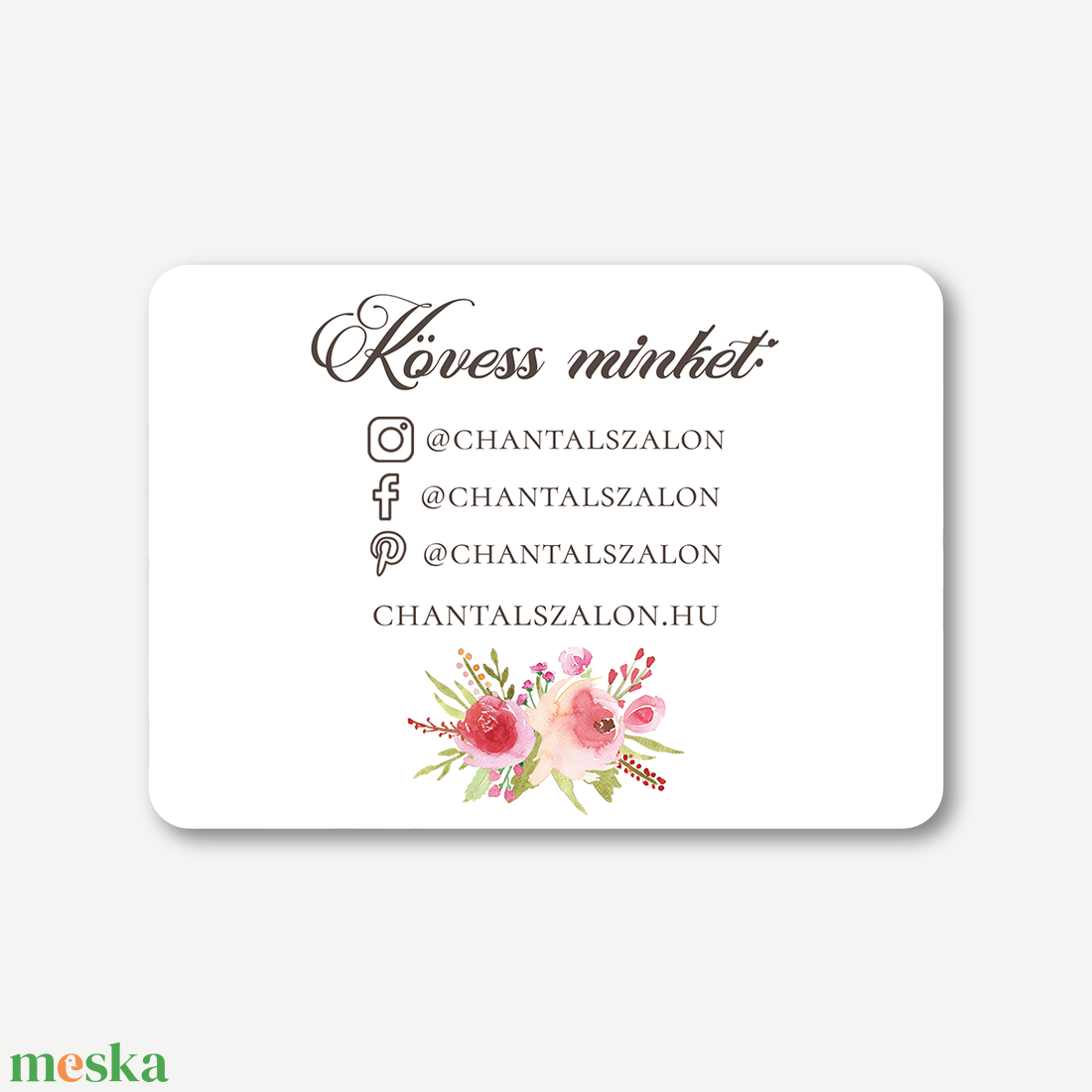 Ajándékutalvány, kétoldalas, A6 - Roses - romantikus fodrász, kozmetikus, műkörmös és szépségszalon szolgáltatásokhoz - otthon & életmód - papír, írószer - ajándékozás kellékei - képeslap, üdvözlőlap - Meska.hu