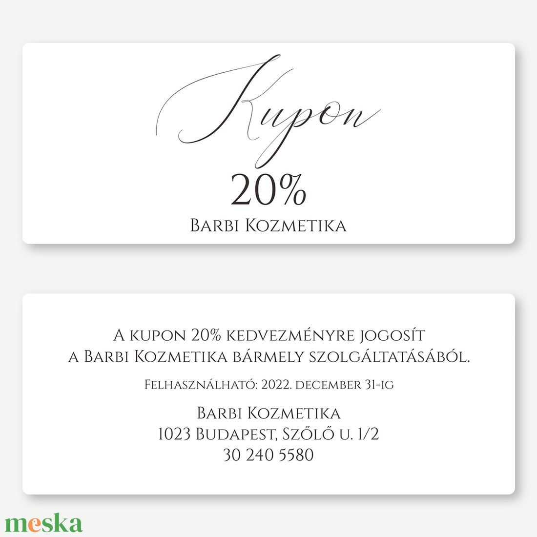 Kupon, kétoldalas, Kedvezménykártya, voucher - Pure White - Műkörmös, fodrász, kozmetikus, vállalkozónő, szolgáltató,coa - otthon & életmód - papír, írószer - névjegykártya - Meska.hu