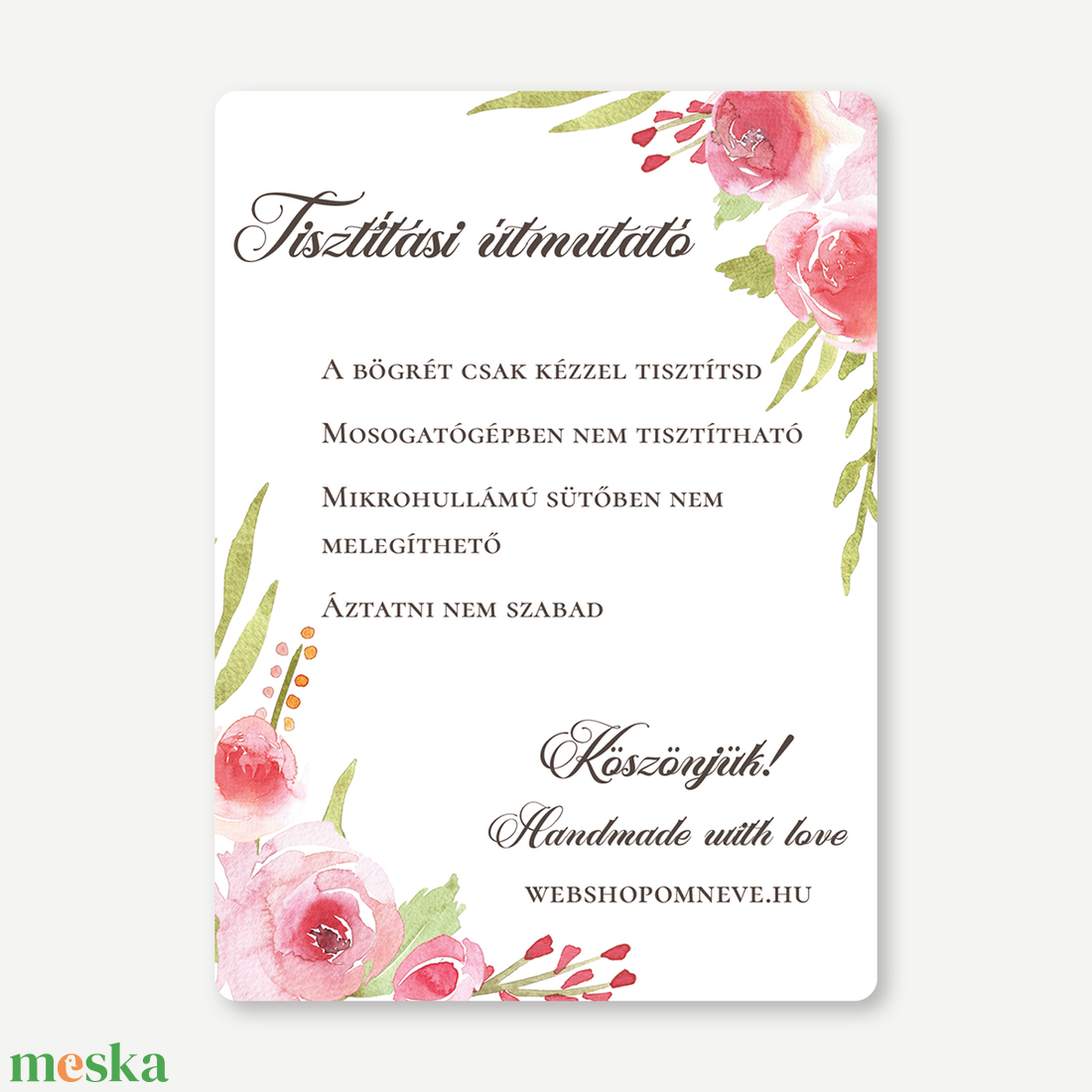 Termék instrukciós kártya, Használati útmutató, termékcímke - Roses - Kézműves, ékszerkészítő, designer, alkotó, bögrés - kellékek & szerszámok - dekorációs kellékek - egyéb kellékek - Meska.hu