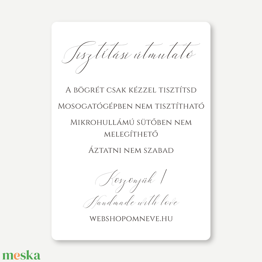 Termék instrukciós kártya, Használati útmutató, termékcímke - Pure White - Kézműves, alkotó, termékkészítő, gyertyás - kellékek & szerszámok - dekorációs kellékek - egyéb kellékek - Meska.hu