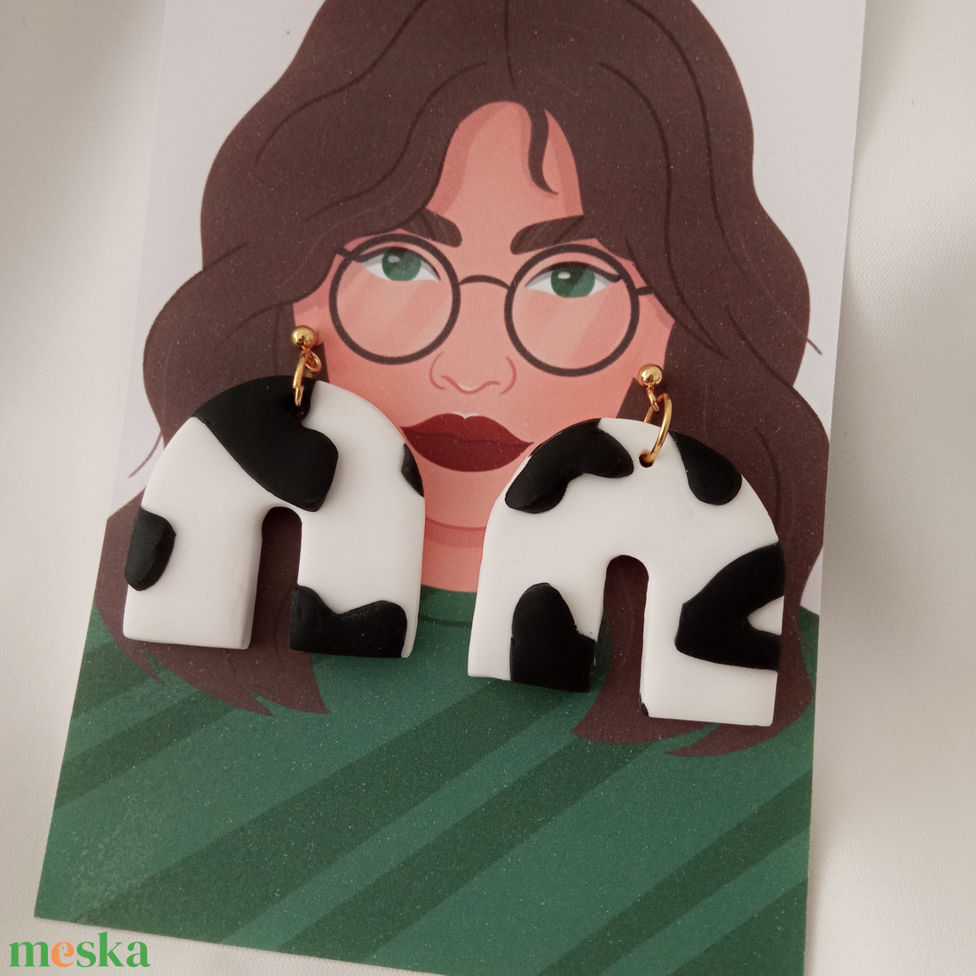 Boci mintás fülbevaló - ékszer - fülbevaló - pötty fülbevaló - Meska.hu