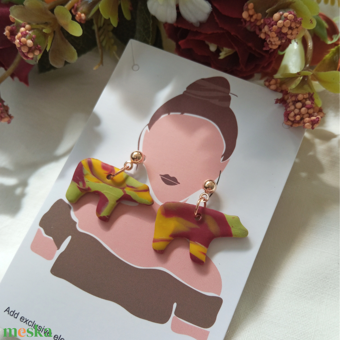 Kevert őszi macis fülbevaló - ékszer - fülbevaló - pötty fülbevaló - Meska.hu