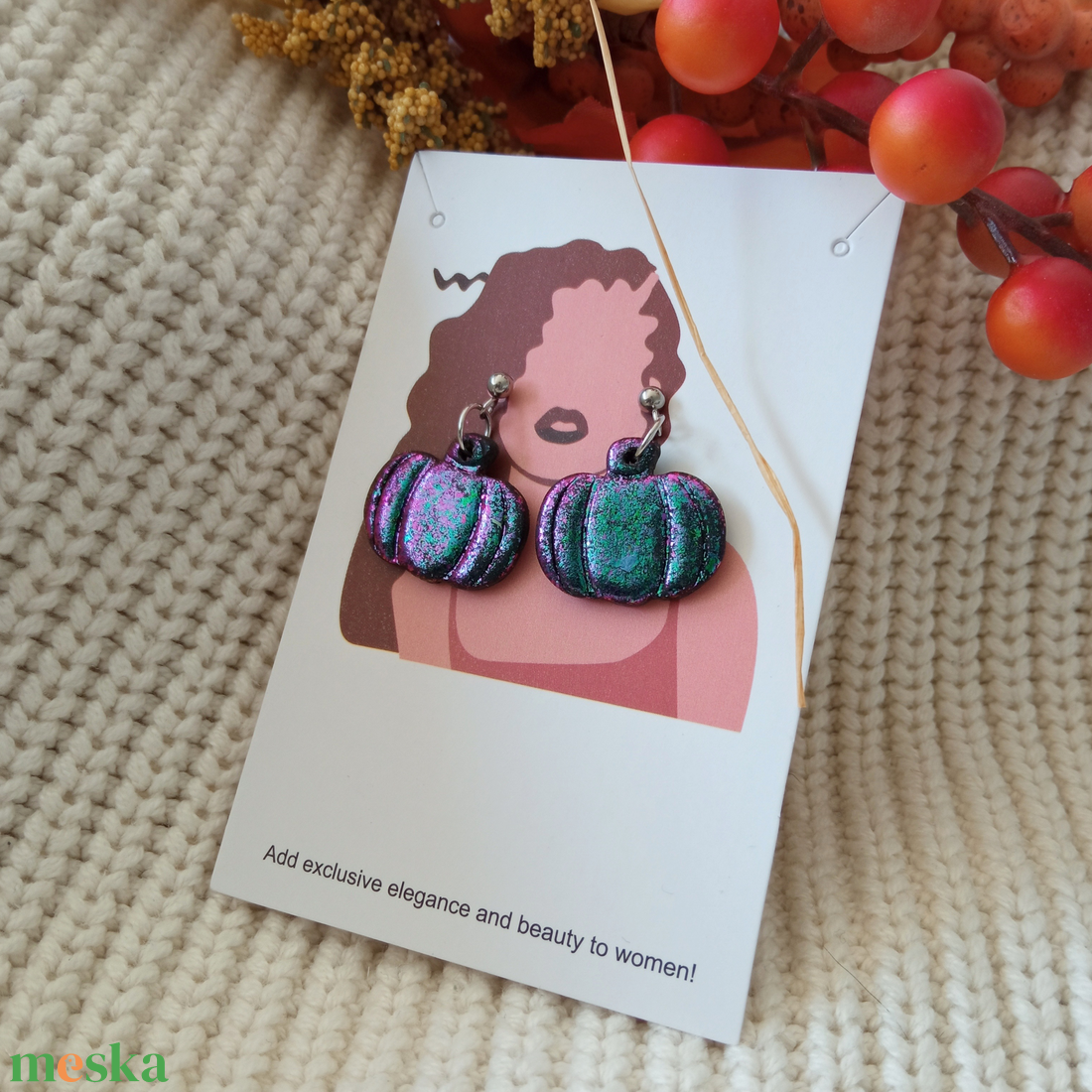 Csillogós tökös fülbevaló - ékszer - fülbevaló - pötty fülbevaló - Meska.hu