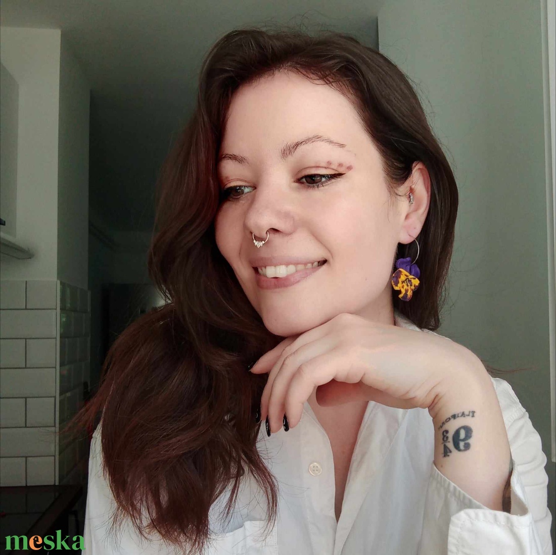 Árvácskás fülbevaló süthető gyurmából - ékszer - fülbevaló - lógó fülbevaló - Meska.hu