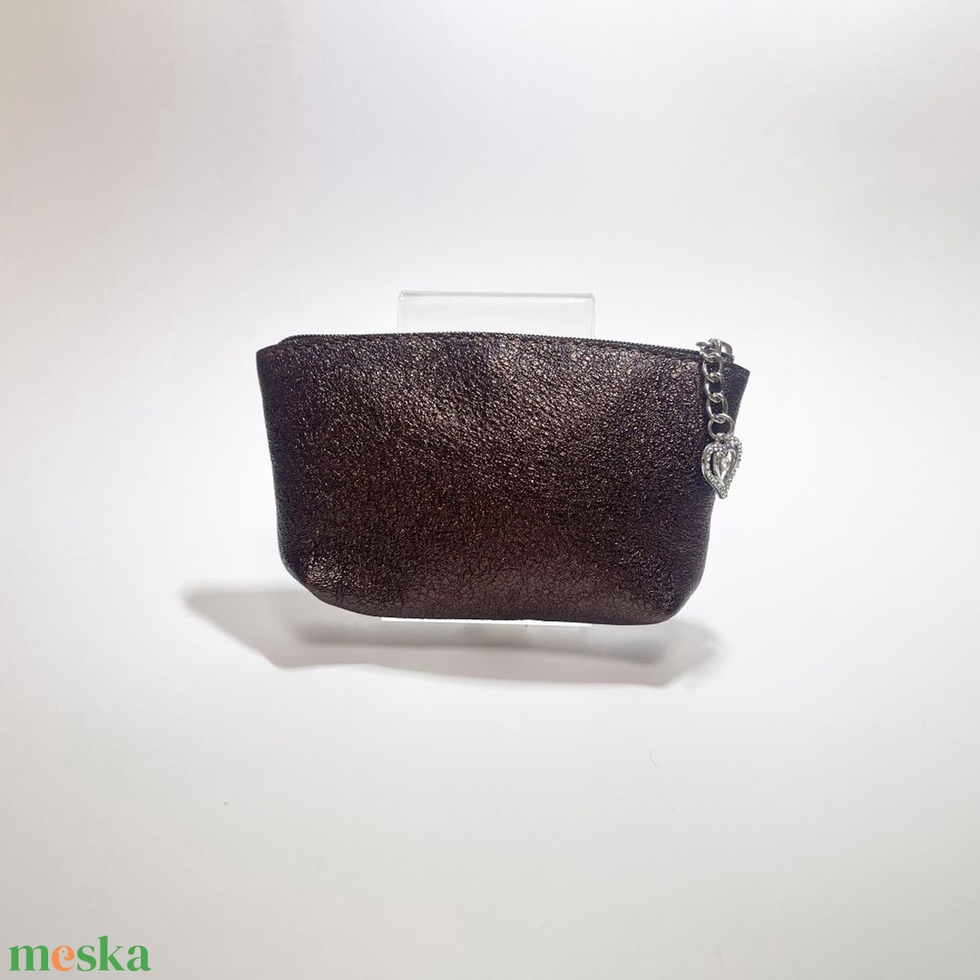 Sötétbarna egy cipzáras egyenes swarovski köves kulcstartó E9001 - táska & tok - kulcstartó & táskadísz - kulcstartó - Meska.hu