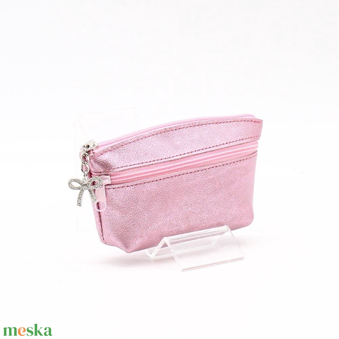 Metál rózsaszín kettő cipzáras kulcstartó B4001 - táska & tok - kulcstartó & táskadísz - kulcstartó - Meska.hu