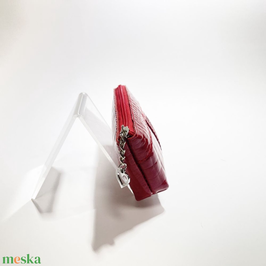 Piros lakk krokkómintás egy cipzáras egyenes swarovski köves kulcstartó E5008 - táska & tok - kulcstartó & táskadísz - kulcstartó - Meska.hu