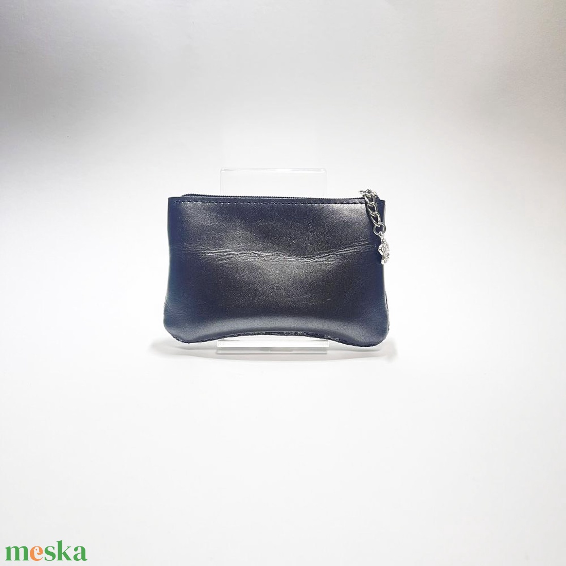 Sötét ezüst - szürke mintás ívelt egy cipzáras kulcstartó C8001 - táska & tok - kulcstartó & táskadísz - kulcstartó - Meska.hu