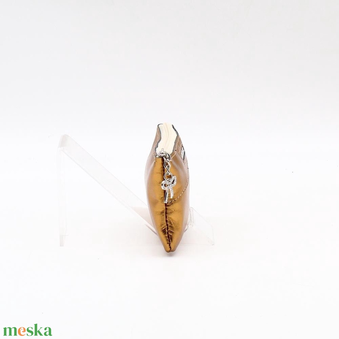 Óarany ívelt egy cipzáras swarovski köves kulcstartó D2003 - táska & tok - kulcstartó & táskadísz - kulcstartó - Meska.hu