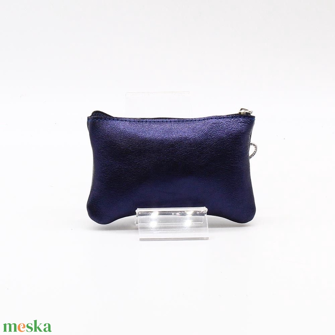 Metál sötétkék ívelt egy cipzáras swarovski köves kulcstartó D6012 - táska & tok - kulcstartó & táskadísz - kulcstartó - Meska.hu