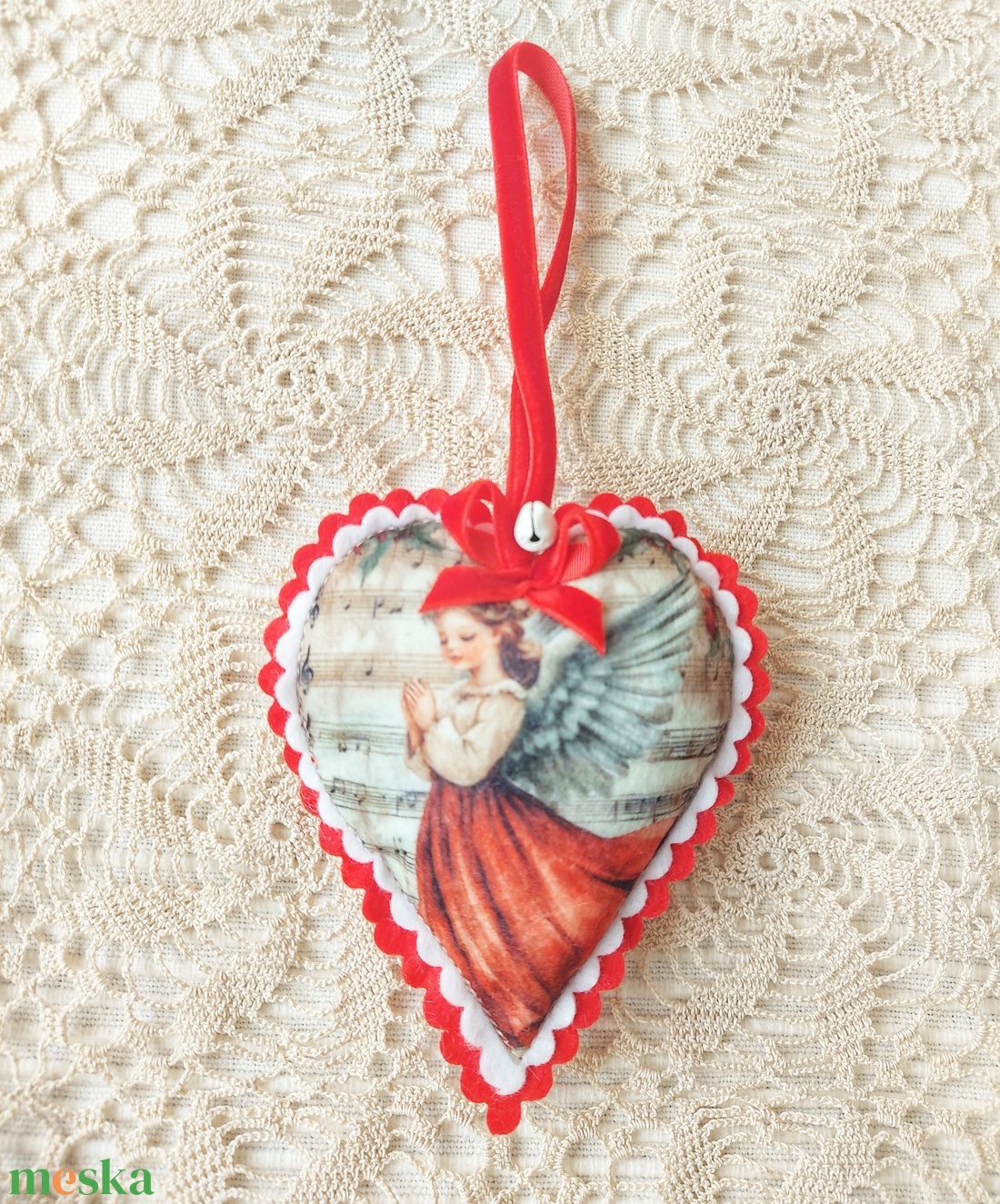 Vintage  szívek  - karácsony - karácsonyi lakásdekoráció - karácsonyi lakásdíszek - Meska.hu