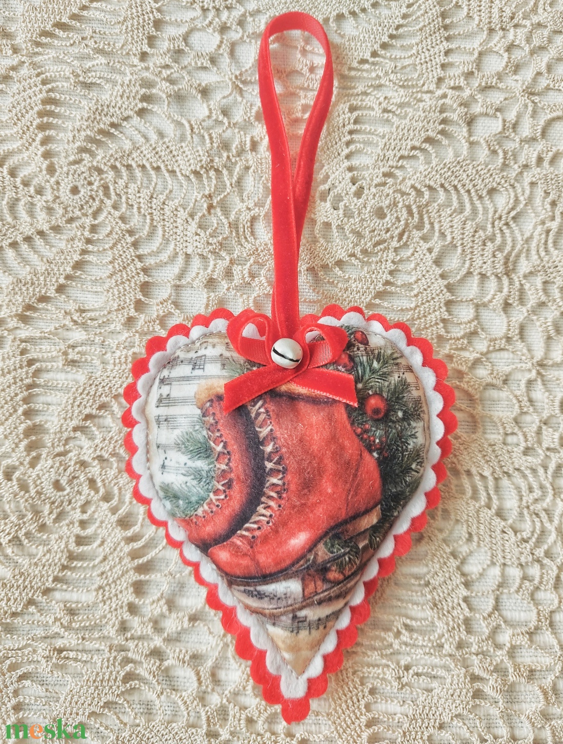 Vintage  szívek  - karácsony - karácsonyi lakásdekoráció - karácsonyi lakásdíszek - Meska.hu