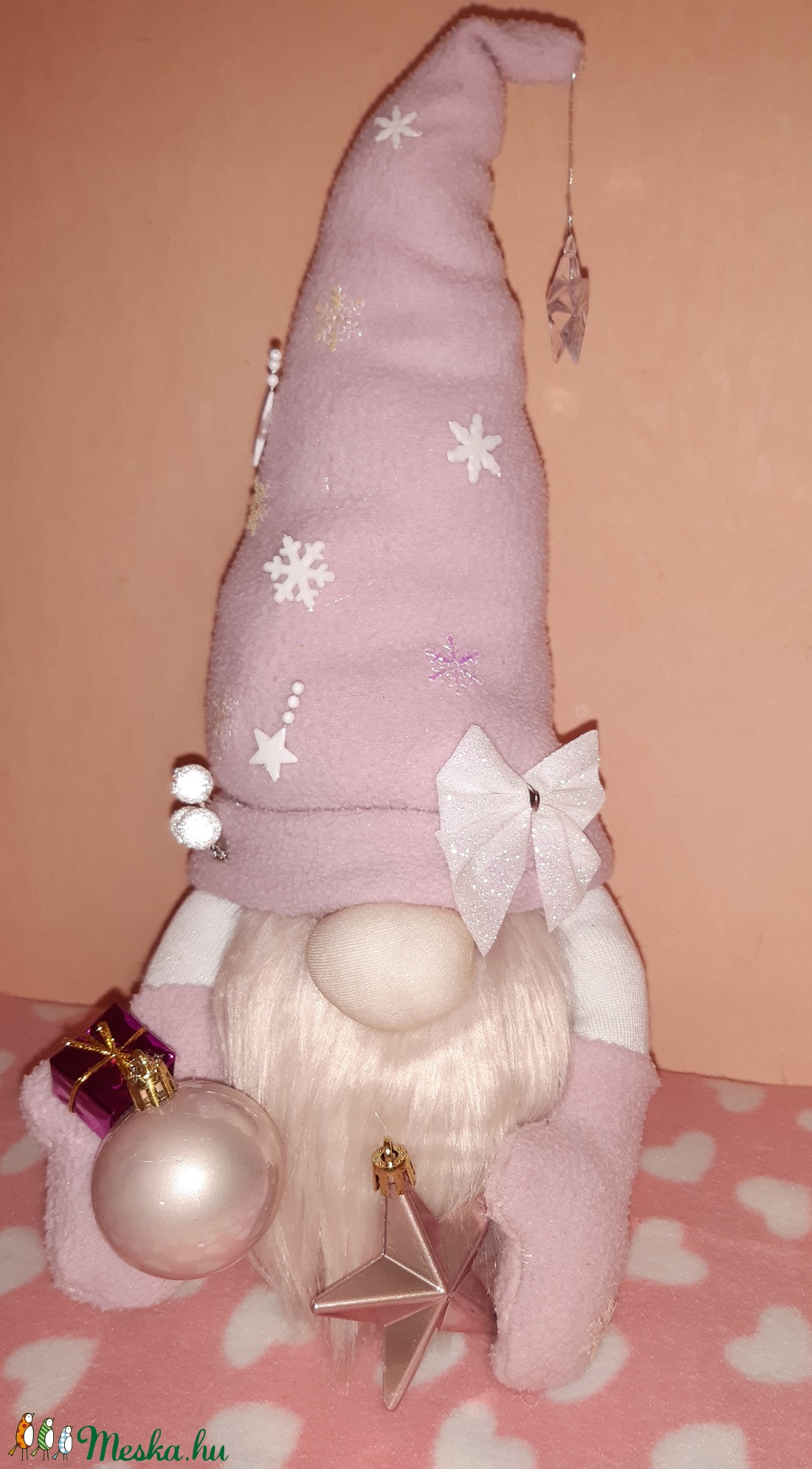 Karácsonyi manó rózsaszín - karácsony - karácsonyi lakásdekoráció - Meska.hu