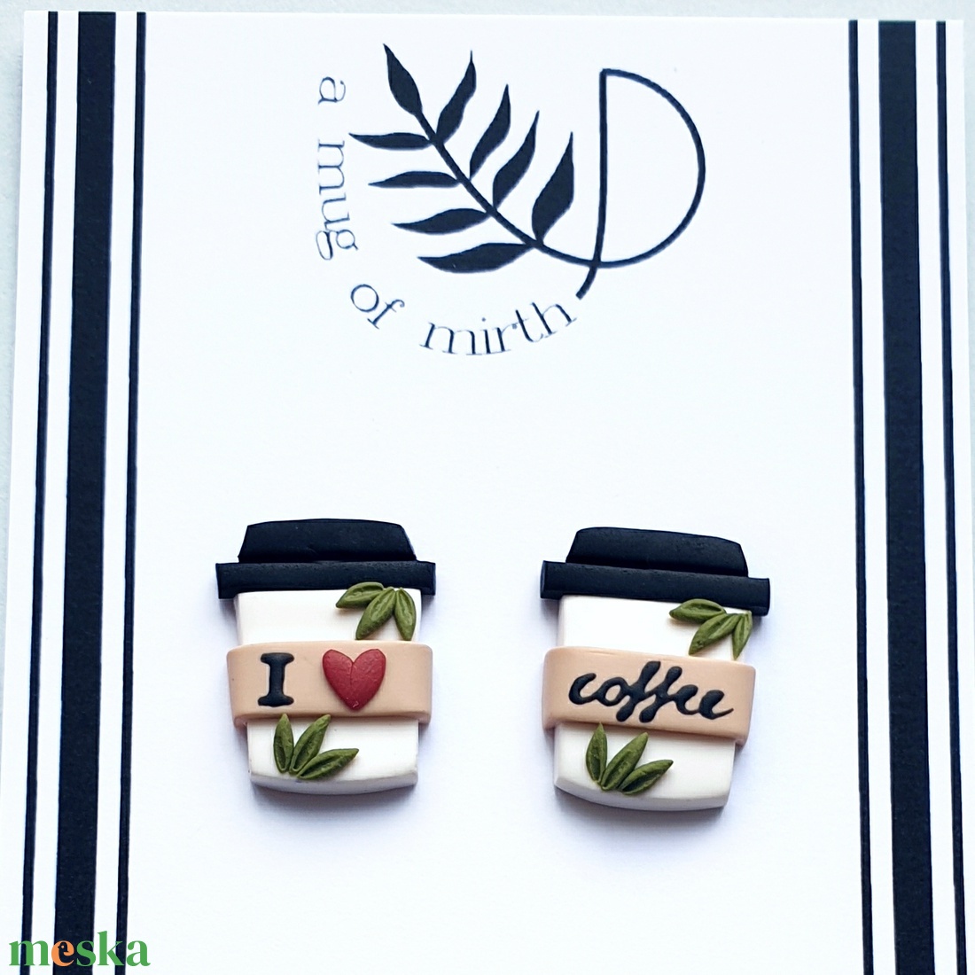 Szeretem a kávét süthető gyurma fülbevaló - ékszer - fülbevaló - pötty fülbevaló - Meska.hu