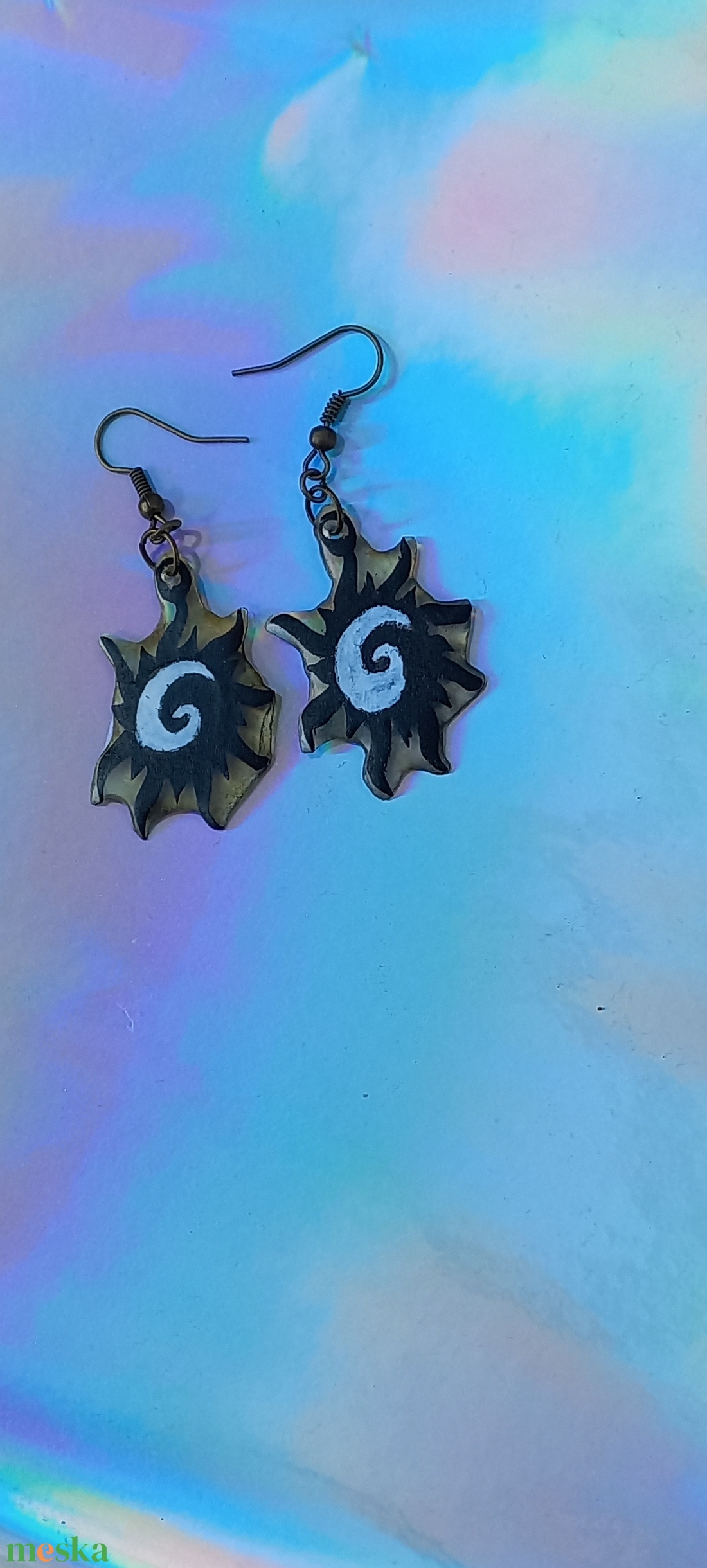 Spirál mintás zsugorka fülbevaló - ékszer - fülbevaló - lógó fülbevaló - Meska.hu