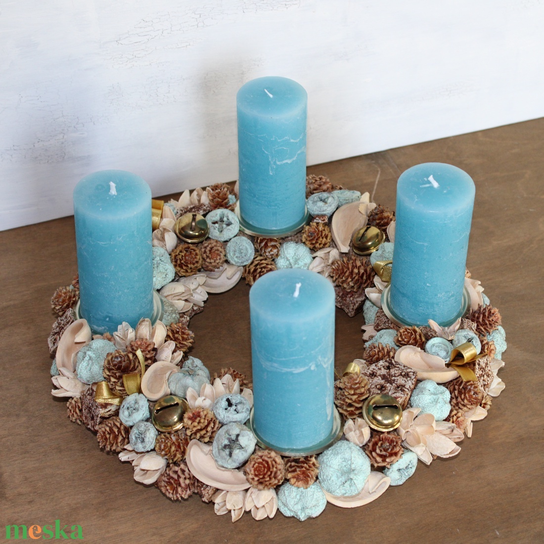 Adventi koszorú világoskék-arany - karácsony - adventi díszek - adventi koszorú - Meska.hu Adventi koszorú világoskék-arany - karácsony - adventi díszek - adventi koszorú - Meska.hu