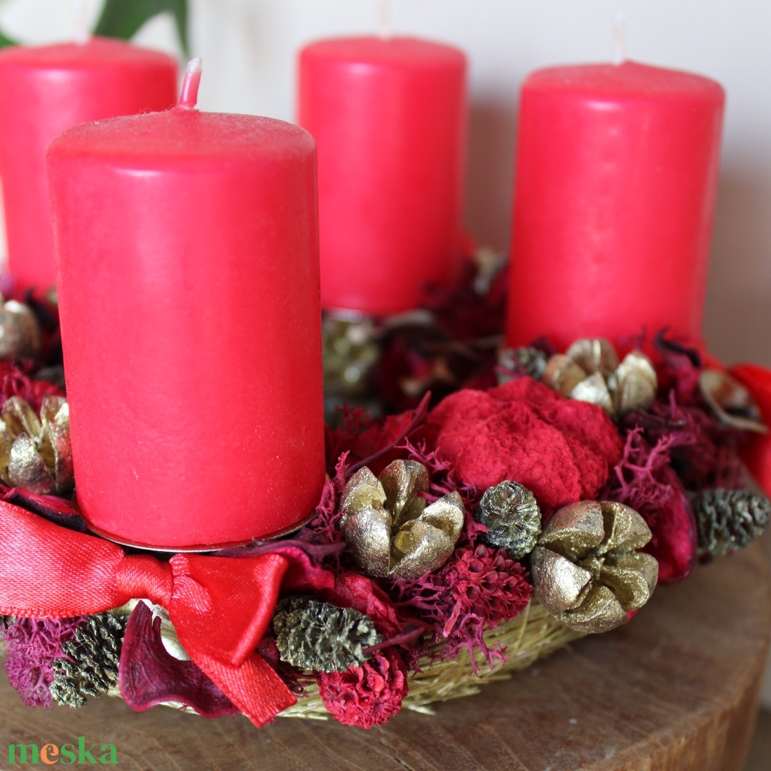 Adventi koszorú (arany-piros) - karácsony - adventi díszek - adventi koszorú - Meska.hu Adventi koszorú (arany-piros) - karácsony - adventi díszek - adventi koszorú - Meska.hu