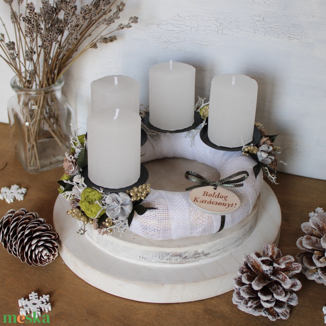 Adventi koszorú (zöld-fehér-pezsgő) - karácsony - adventi díszek - adventi koszorú - Meska.hu Adventi koszorú (zöld-fehér-pezsgő) - karácsony - adventi díszek - adventi koszorú - Meska.hu