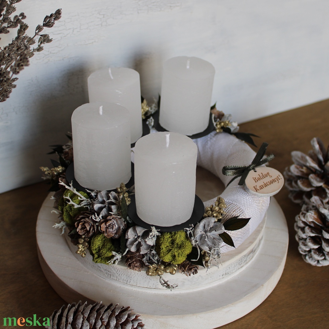 Adventi koszorú (zöld-fehér-pezsgő) - karácsony - adventi díszek - adventi koszorú - Meska.hu Adventi koszorú (zöld-fehér-pezsgő) - karácsony - adventi díszek - adventi koszorú - Meska.hu