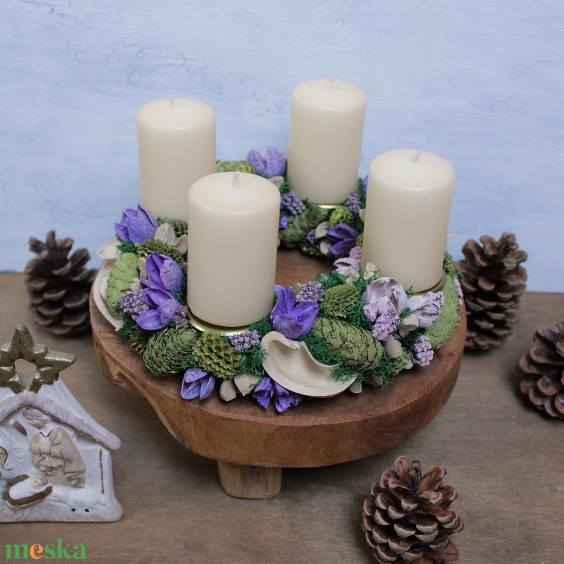 Adventi koszorú (zöld-rózsaszín-lila) - karácsony - adventi díszek - adventi koszorú - Meska.hu Adventi koszorú (zöld-rózsaszín-lila) - karácsony - adventi díszek - adventi koszorú - Meska.hu